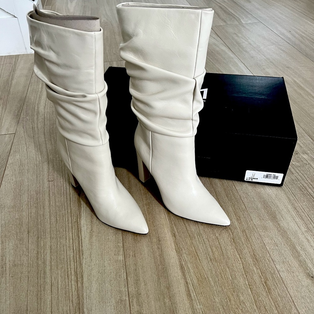 Marc Fisher calf boots. Off white, worn once.